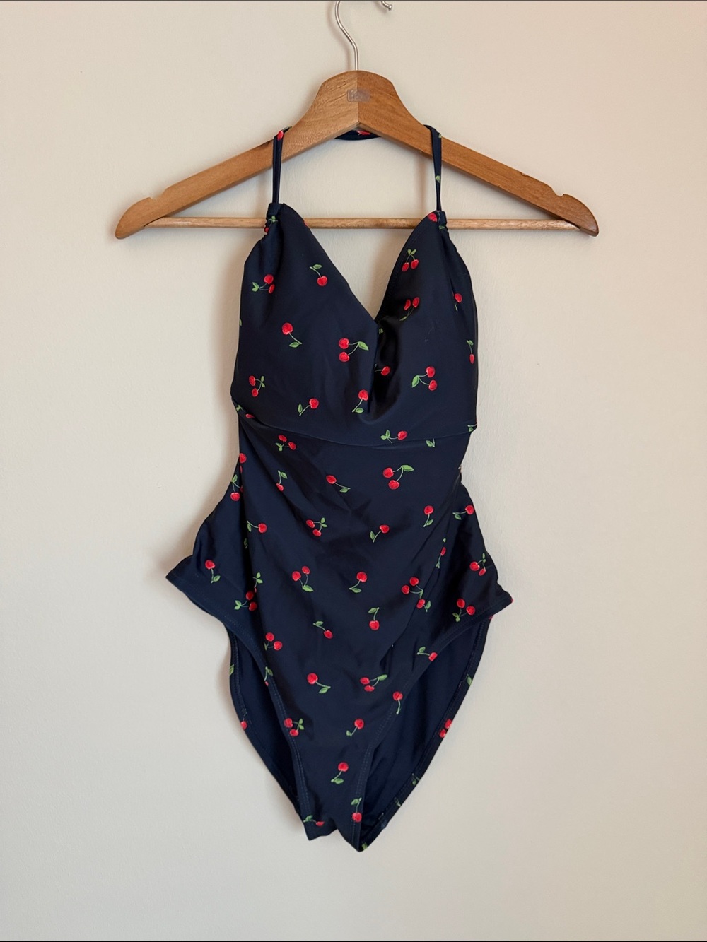 Old Navy Navy One-Piece Swimsuit with Red Cherry Motif